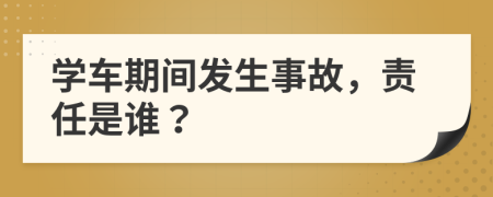 学车期间发生事故，责任是谁？