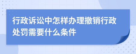 行政诉讼中怎样办理撤销行政处罚需要什么条件