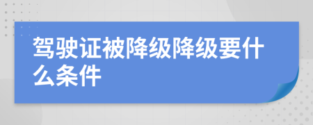 驾驶证被降级降级要什么条件