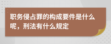 职务侵占罪的构成要件是什么呢，刑法有什么规定