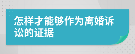 怎样才能够作为离婚诉讼的证据