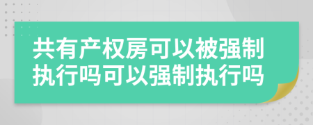 共有产权房可以被强制执行吗可以强制执行吗