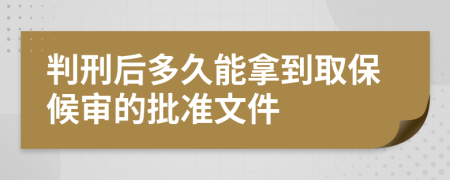 判刑后多久能拿到取保候审的批准文件