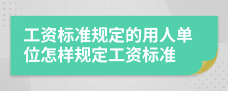 工资标准规定的用人单位怎样规定工资标准
