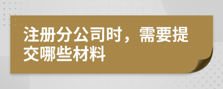 注册分公司时，需要提交哪些材料