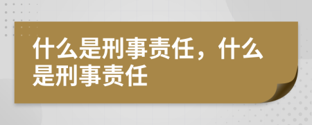 什么是刑事责任，什么是刑事责任