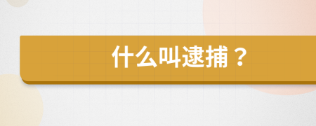 什么叫逮捕？