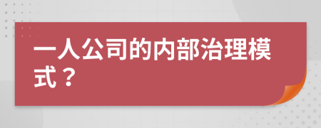 一人公司的内部治理模式？