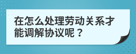 在怎么处理劳动关系才能调解协议呢？