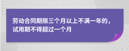 劳动合同期限三个月以上不满一年的，试用期不得超过一个月