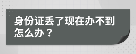 身份证丢了现在办不到怎么办？