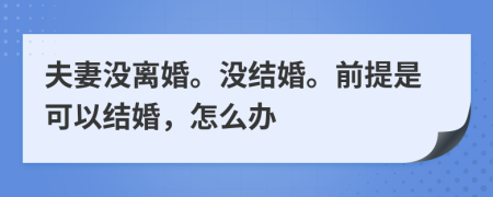 夫妻没离婚。没结婚。前提是可以结婚，怎么办