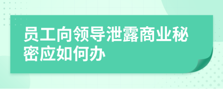 员工向领导泄露商业秘密应如何办