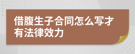 借腹生子合同怎么写才有法律效力