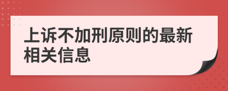 上诉不加刑原则的最新相关信息