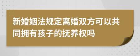 新婚姻法规定离婚双方可以共同拥有孩子的抚养权吗