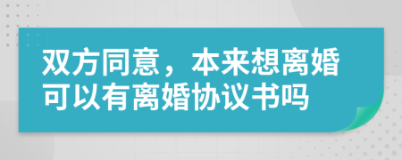 双方同意，本来想离婚可以有离婚协议书吗