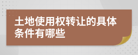 土地使用权转让的具体条件有哪些