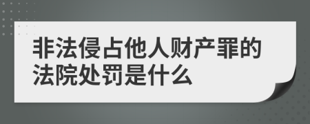 非法侵占他人财产罪的法院处罚是什么