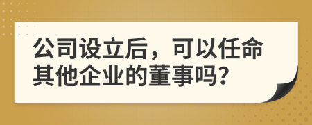 公司设立后，可以任命其他企业的董事吗？