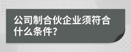 公司制合伙企业须符合什么条件？