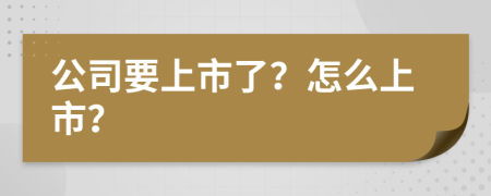 公司要上市了？怎么上市？