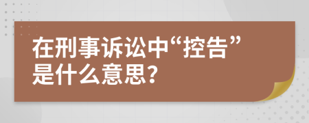 在刑事诉讼中“控告”是什么意思？
