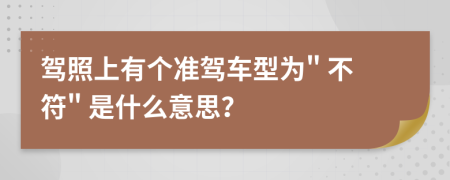 驾照上有个准驾车型为" 不符" 是什么意思？