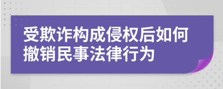 受欺诈构成侵权后如何撤销民事法律行为