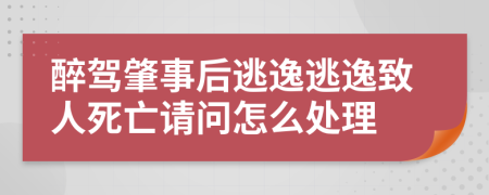 醉驾肇事后逃逸逃逸致人死亡请问怎么处理