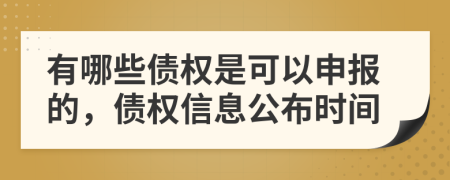 有哪些债权是可以申报的，债权信息公布时间