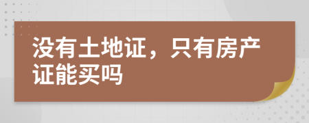 没有土地证，只有房产证能买吗