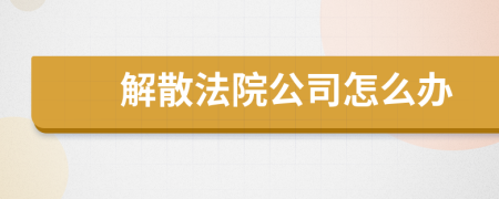 解散法院公司怎么办