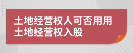 土地经营权人可否用用土地经营权入股