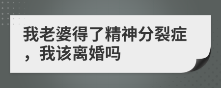 我老婆得了精神分裂症，我该离婚吗