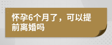 怀孕6个月了，可以提前离婚吗