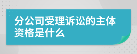 分公司受理诉讼的主体资格是什么