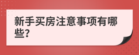 新手买房注意事项有哪些？