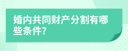 婚内共同财产分割有哪些条件？