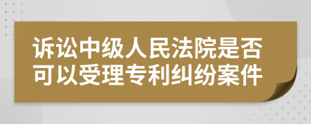 诉讼中级人民法院是否可以受理专利纠纷案件