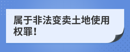 属于非法变卖土地使用权罪！