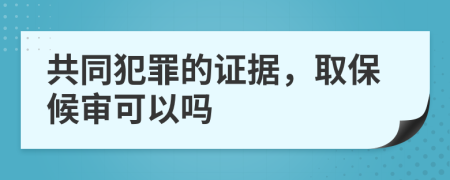 共同犯罪的证据，取保候审可以吗