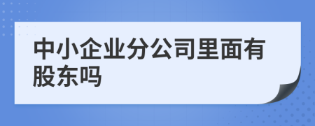 中小企业分公司里面有股东吗