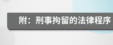 附：刑事拘留的法律程序