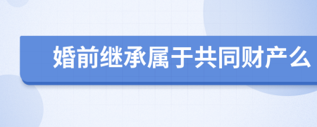 婚前继承属于共同财产么