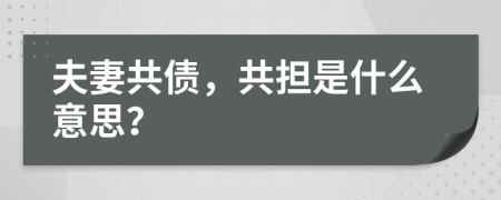 夫妻共债，共担是什么意思？