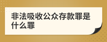 非法吸收公众存款罪是什么罪