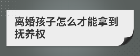 离婚孩子怎么才能拿到抚养权