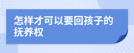 怎样才可以要回孩子的抚养权