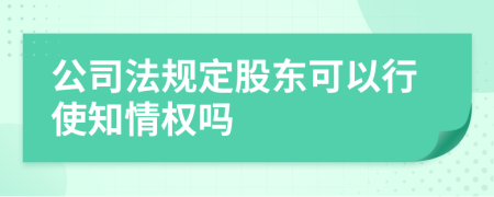 公司法规定股东可以行使知情权吗